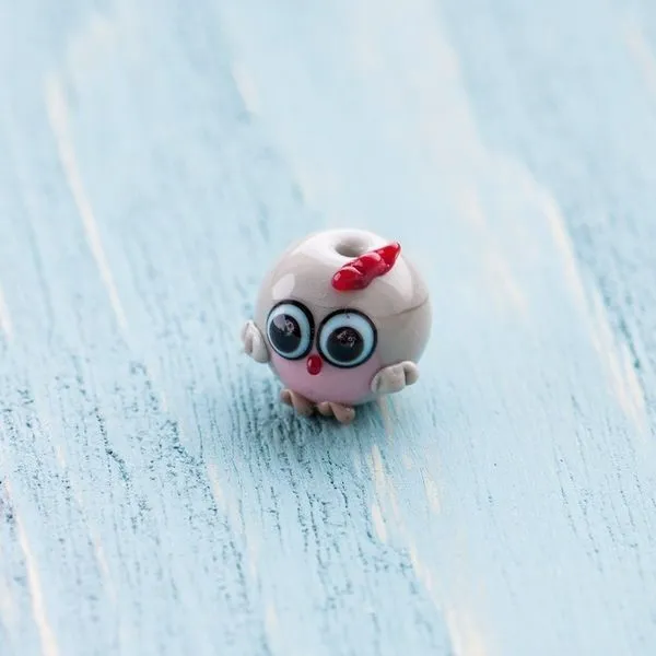 бусина, мурано "петушок грей", круглая, 16х15 мм