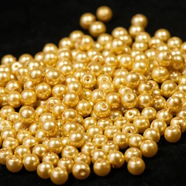 бусина, имитация жемчуга, стекло 6, цвет хаки, 6 мм (уп 30 шт)